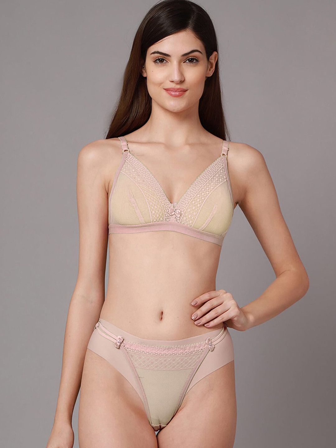 

PIBU Cotton Brief Lingerie Set, Brown