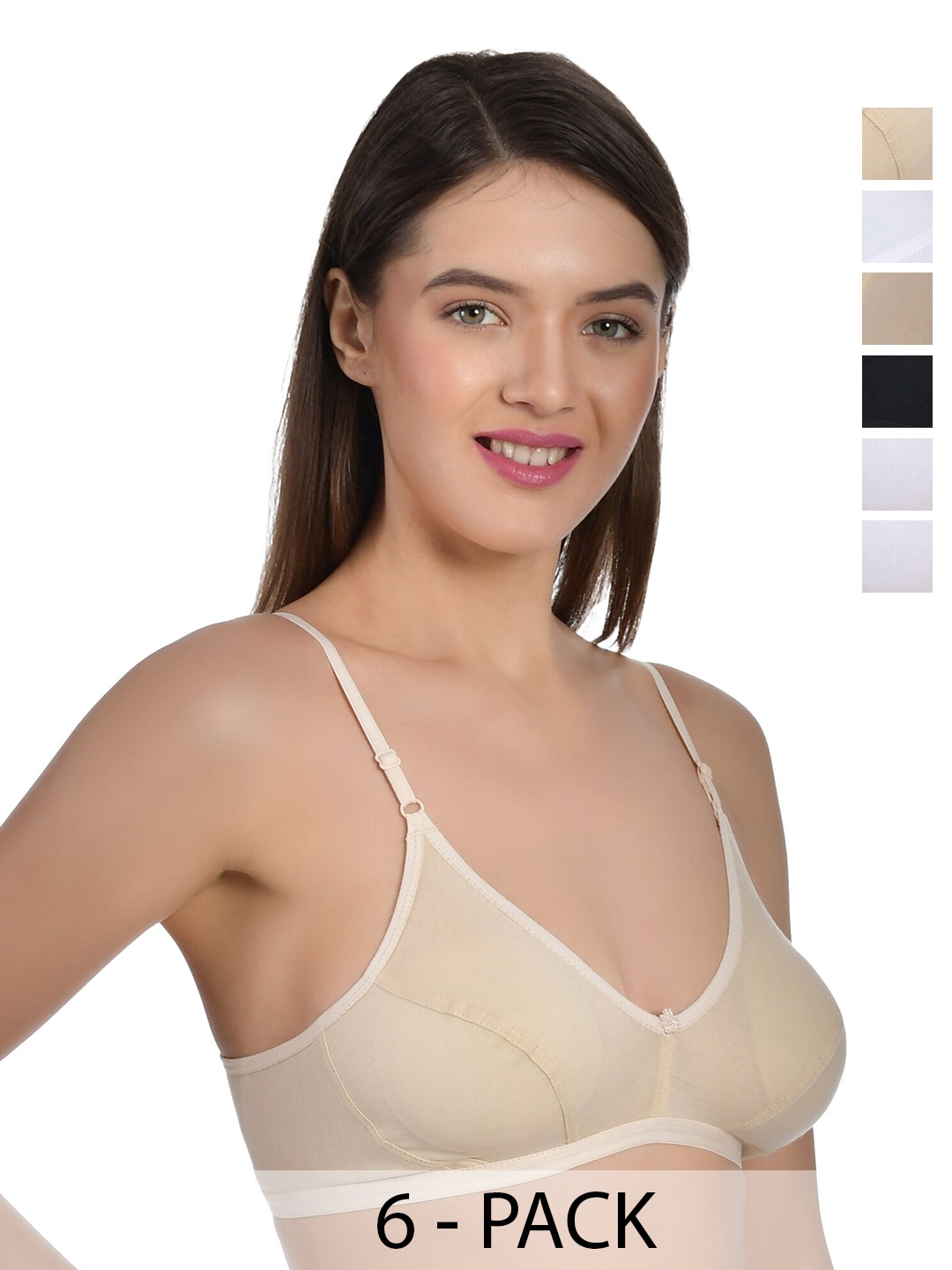 

Aimly Pack Of 6 Full Coverage Cotton Everyday Bra With All Day Comfort, White