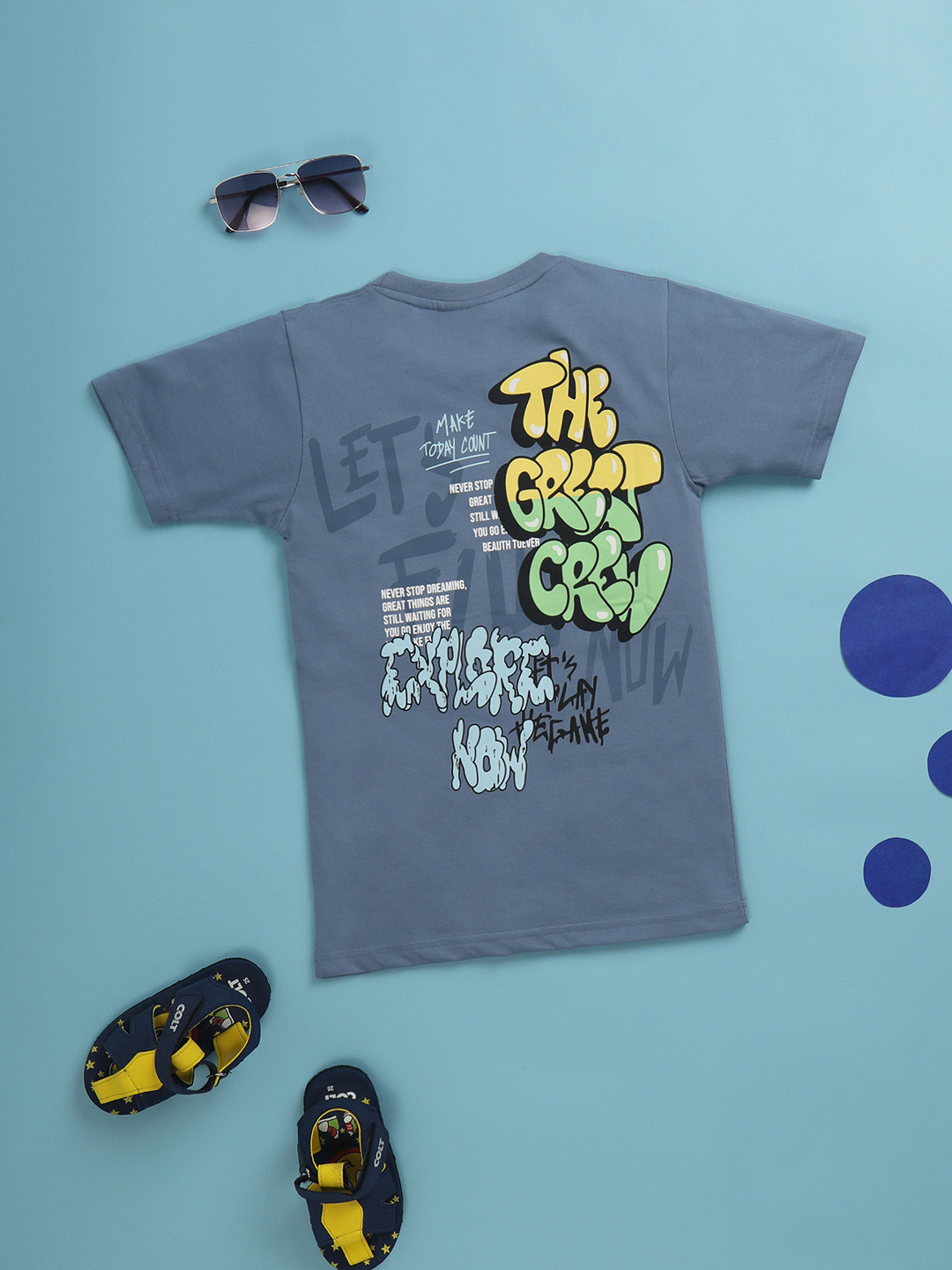 

V-Mart Boys Typography Printed Round Neck T-shirt, Blue