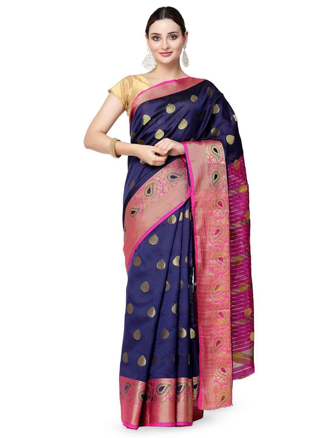 

ISHQY Woven Design Zari Banarasi Saree, Blue