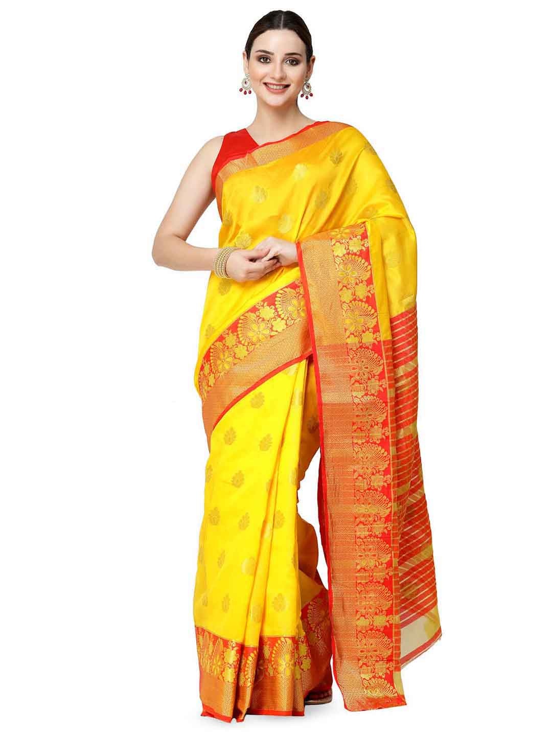 

ISHQY Woven Design Zari Banarasi Saree, Yellow