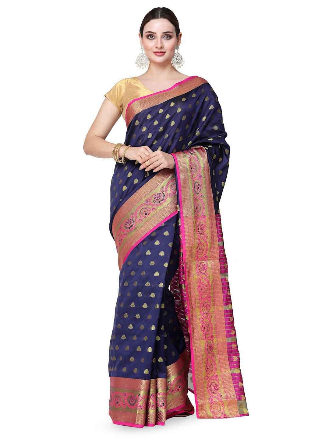 

ISHQY Woven Design Zari Banarasi Saree, Blue