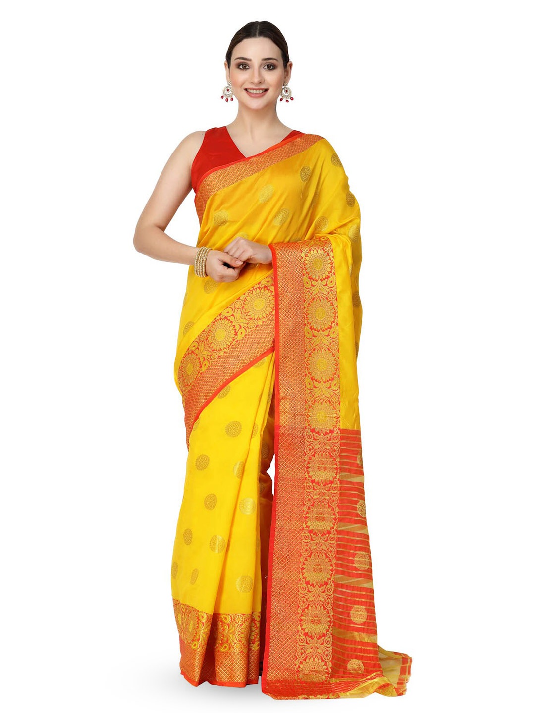 

ISHQY Woven Design Zari Banarasi Saree, Yellow