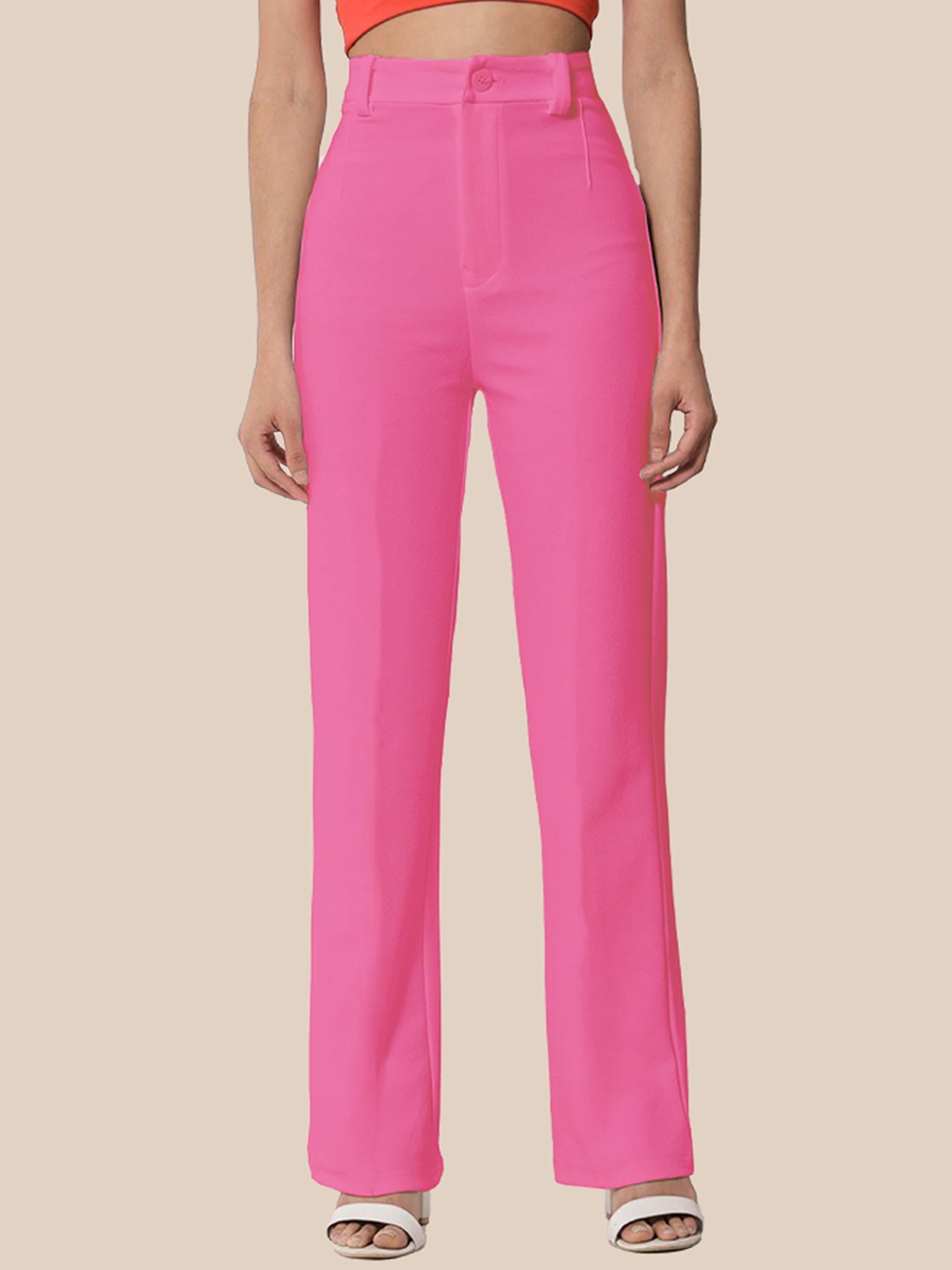 

N N ENTERPRISE Women Original High-Rise Trousers, Pink