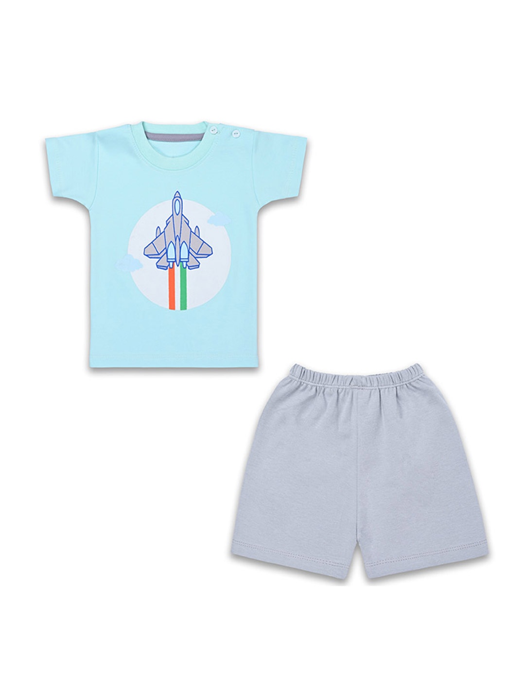 

Wish Karo Kids Printed Pure Cotton T-shirt with Shorts, Blue
