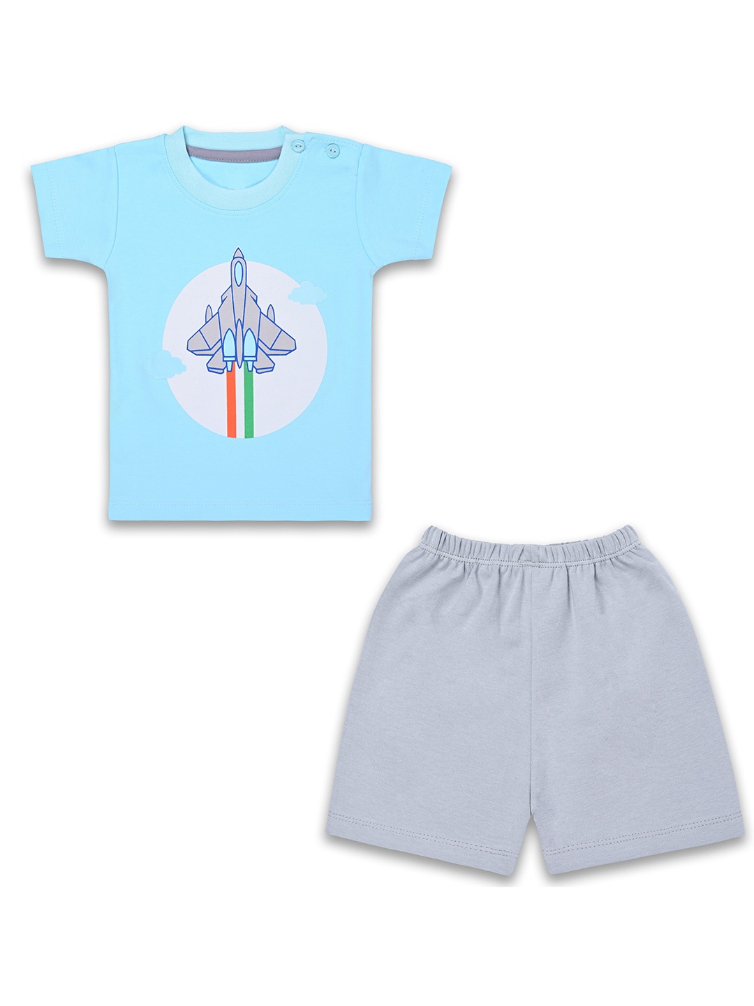 

Wish Karo Kids Printed Pure Cotton T-shirt with Shorts, Blue