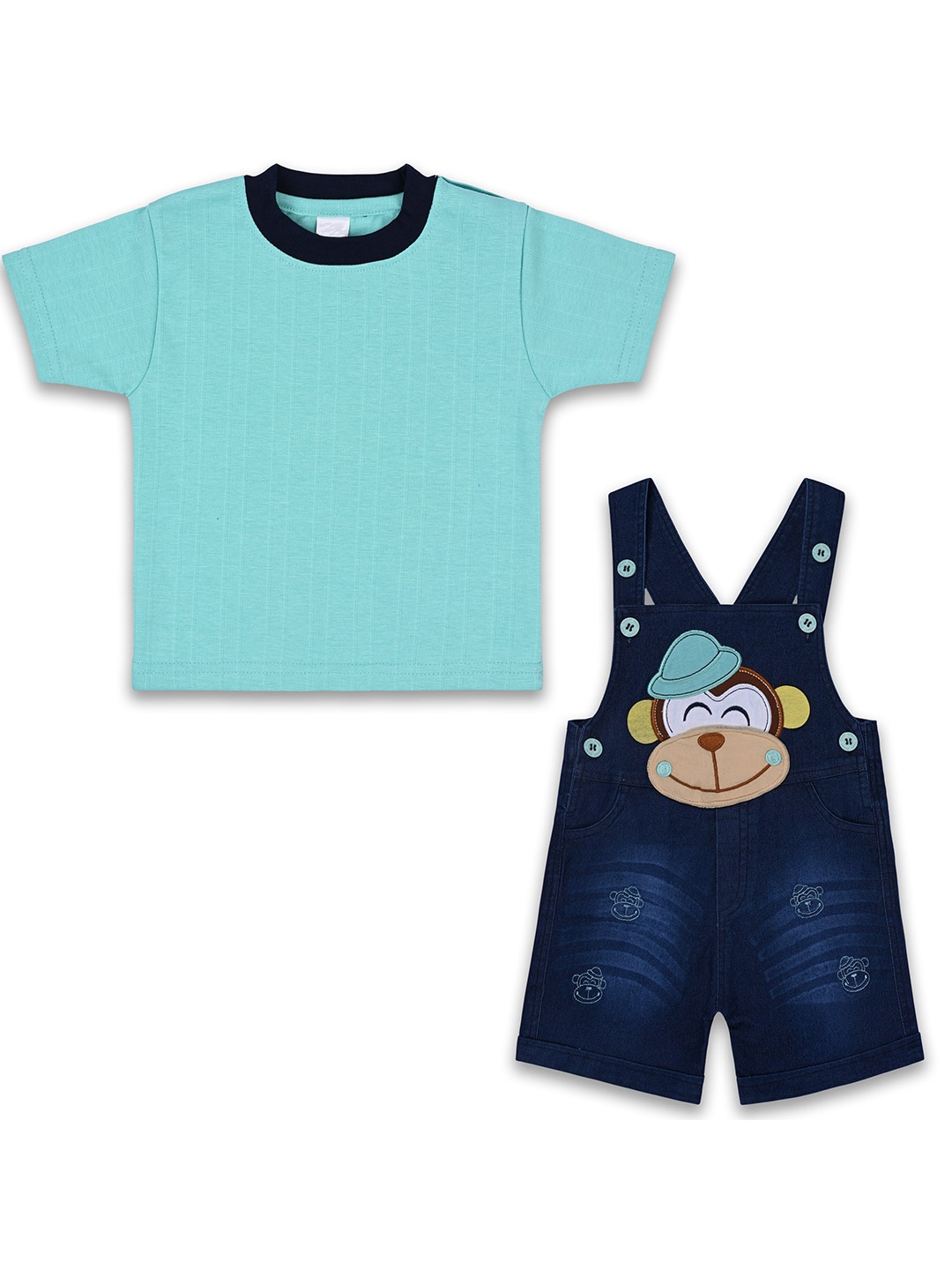 

Wish Karo Boys Graphic Printed Straight Leg Dungarees with T-shirt, Sea green