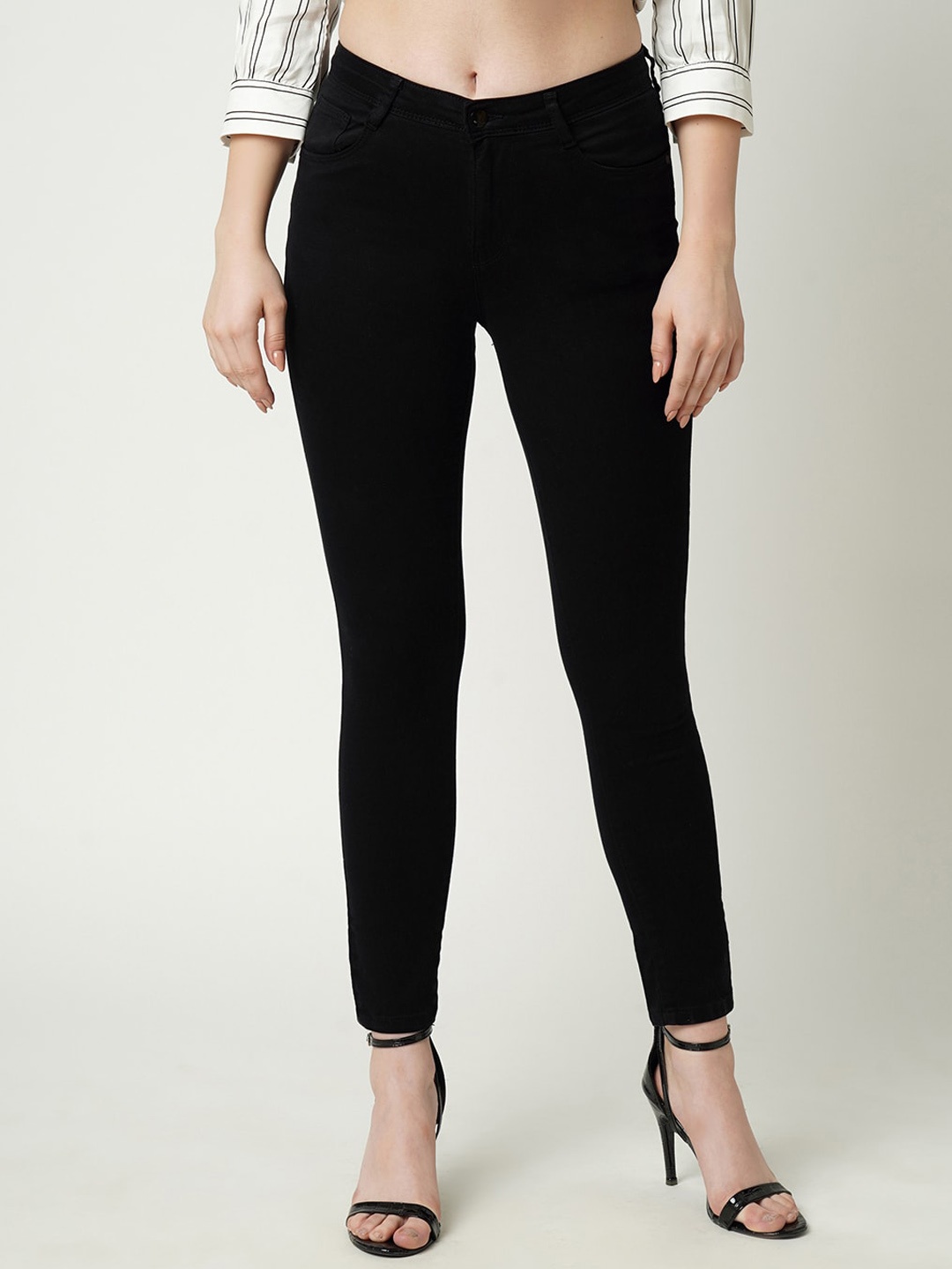 

Kraus Jeans Women Skinny Fit Mid-Rise Clean Look Stretchable Jeans, Blue