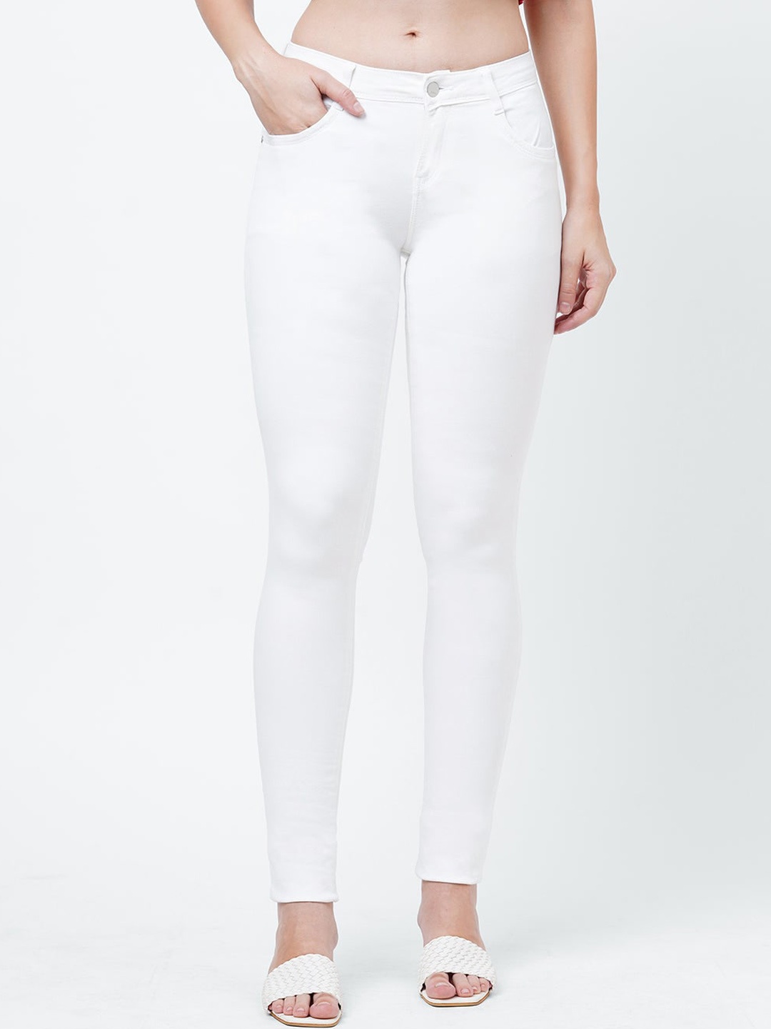 

Kraus Jeans Women Mid-Rise Skinny Fit Cotton Jeans, White