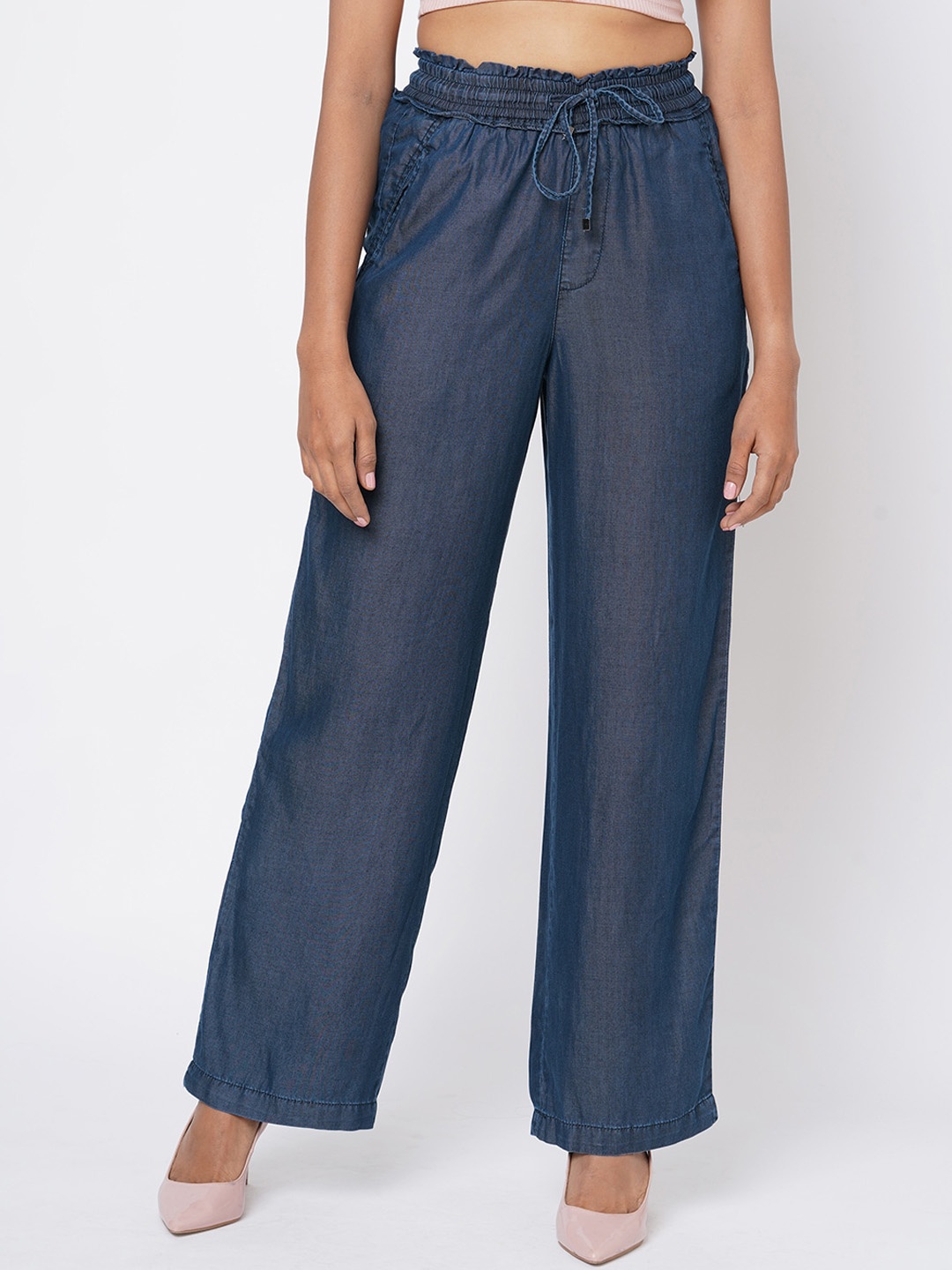 

Kraus Jeans Women Slim Fit High-Rise Trousers, Blue