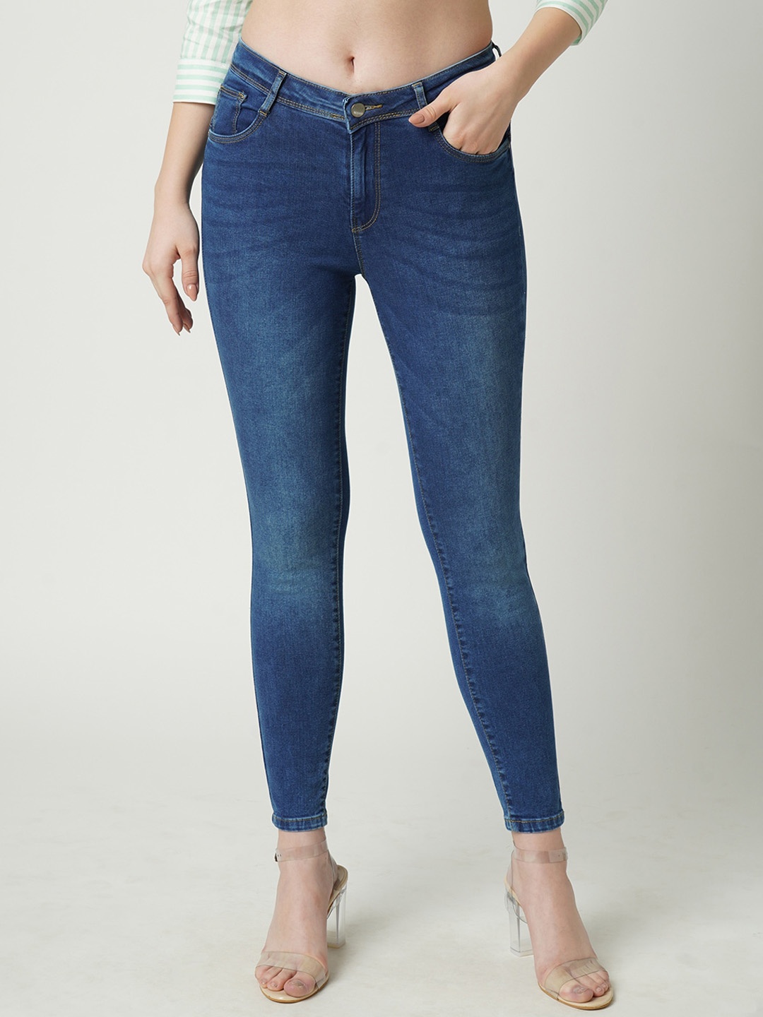 

Kraus Jeans Women Super Skinny Fit Light Fade Stretchable Jeans, Blue
