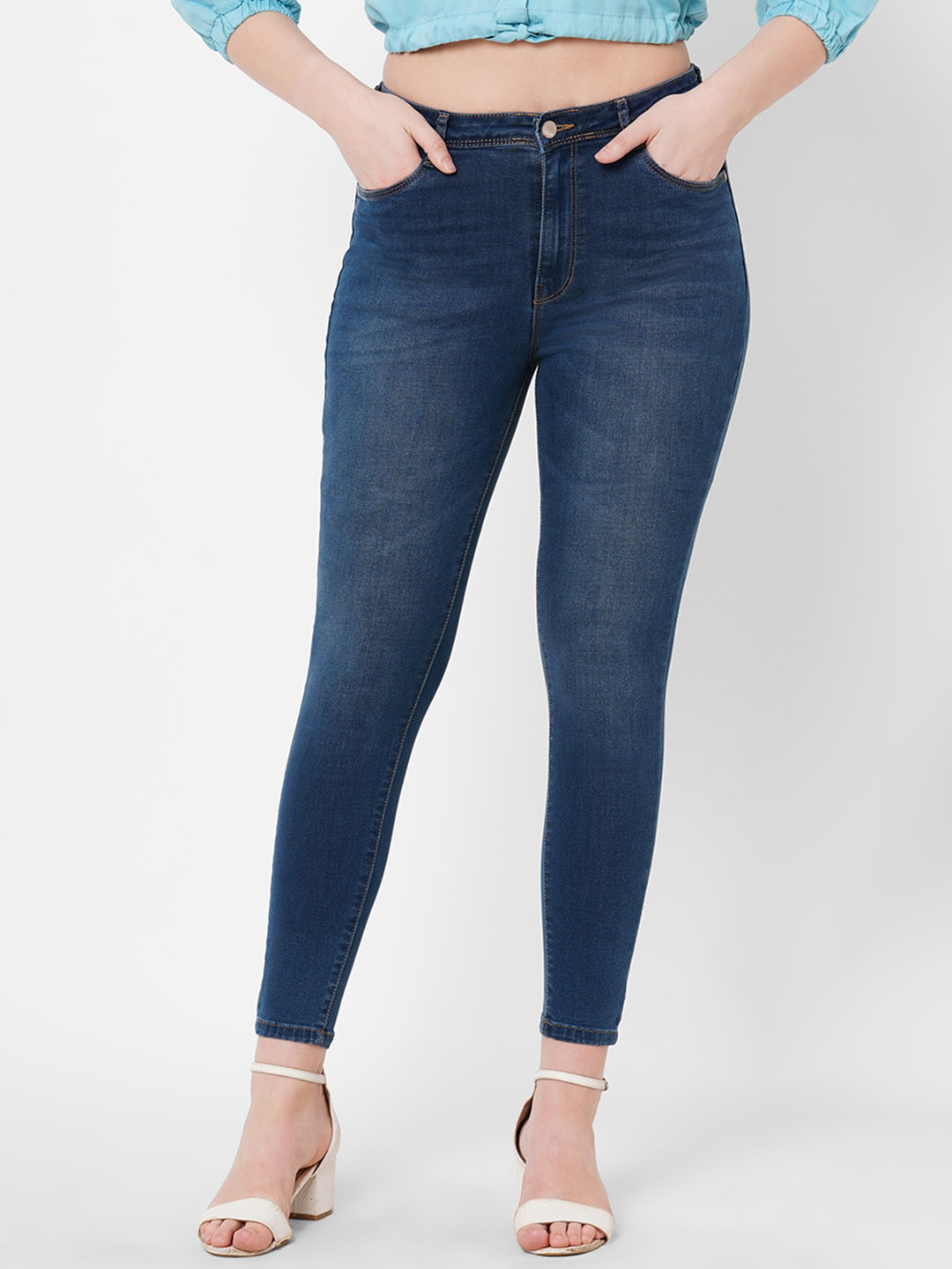 

Kraus Jeans Women Super Skinny Fit High-Rise Light Fade Jeans, Blue