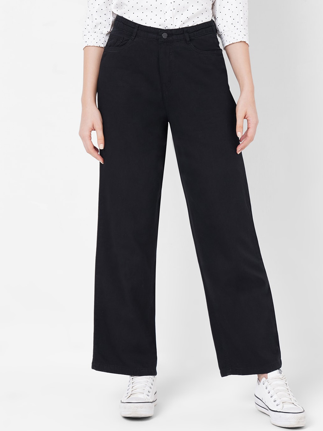 

Kraus Jeans Women Wide Leg High-Rise Cotton Jeans, Black