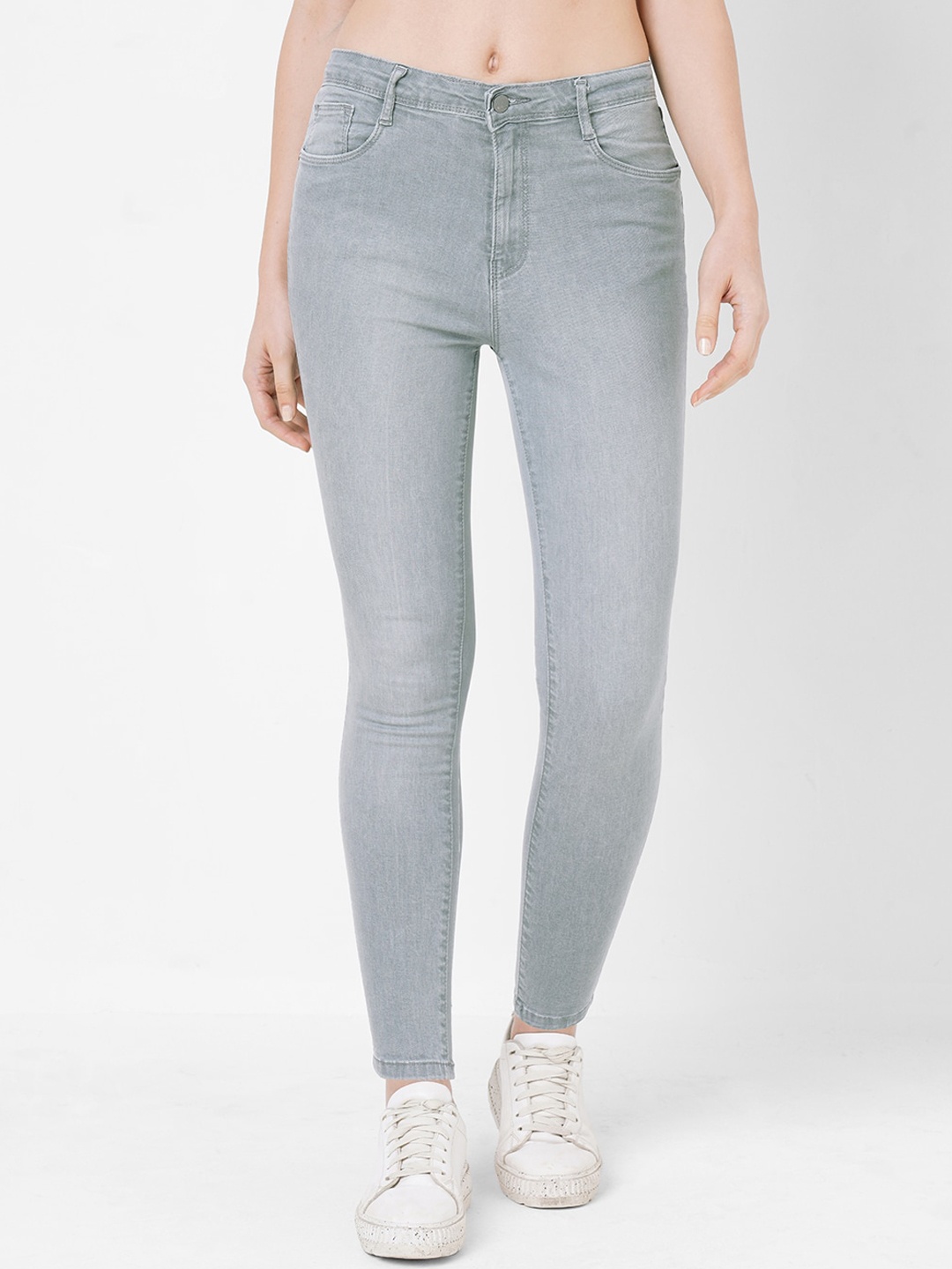 

Kraus Jeans Women Super Skinny Fit High-Rise Stretchable Jeans, Grey