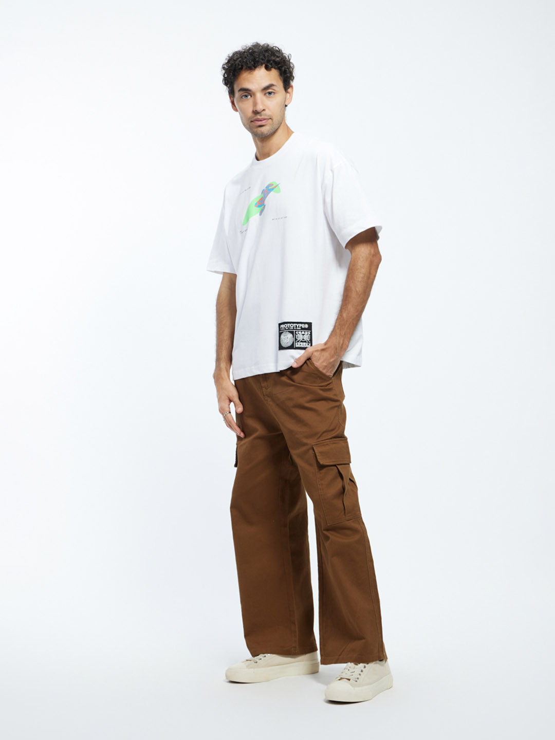 

Urban Monkey Printed Cotton Oversized T-shirt, White