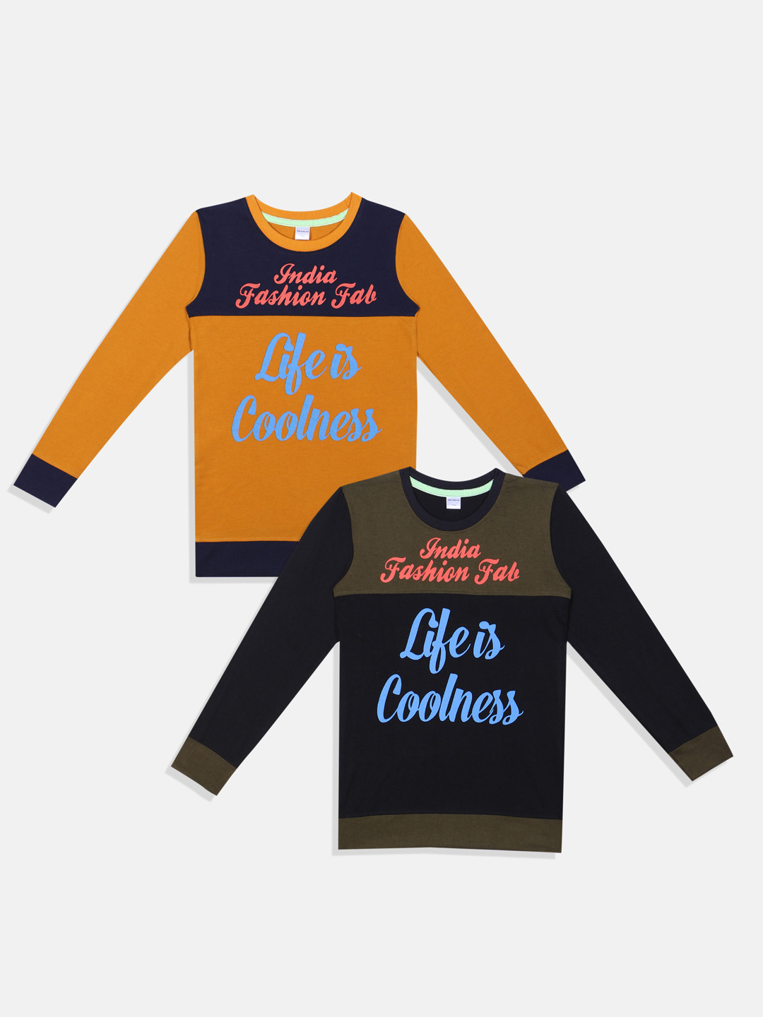 

BAESD Boys Pack Of 2 Typography Printed Cotton T-shirt, Orange