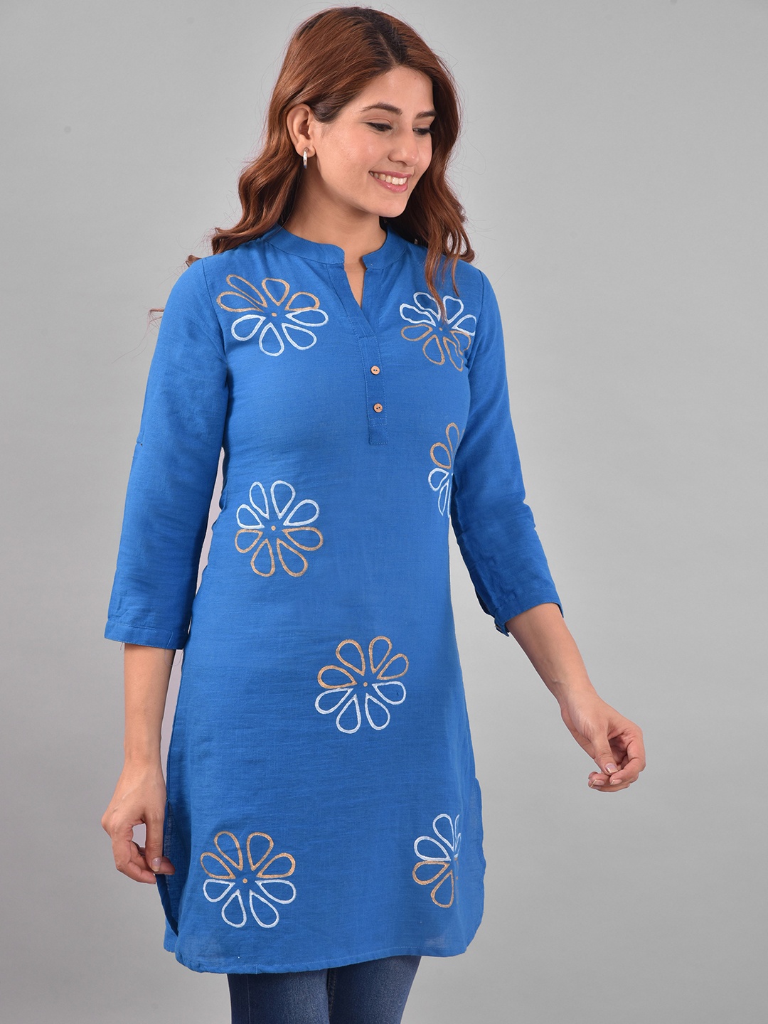 

KALINI Floral Printed Kurta, Blue