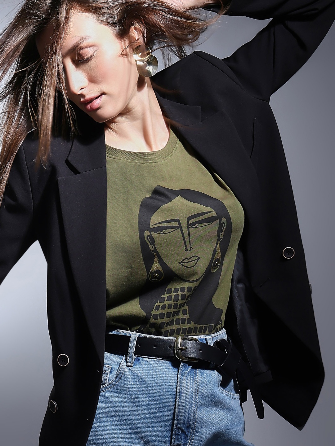 

Vero Moda Graphic Printed Pure Cotton T-shirt, Green