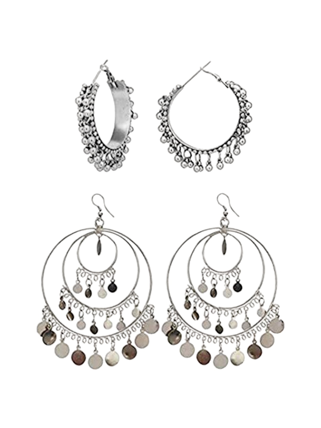 

The Pari Set Of 2 Silver-Plated Contemporary Hoop Earrings