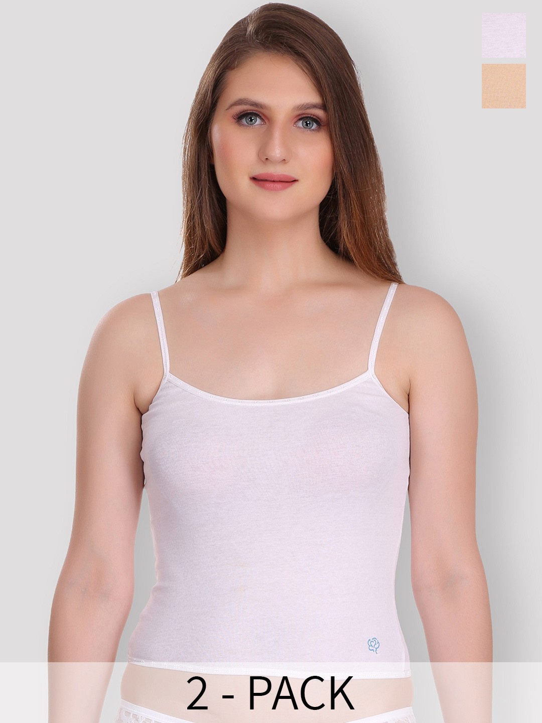 

SELFCARE Women Solid Pack Of 2 Camisoles, White