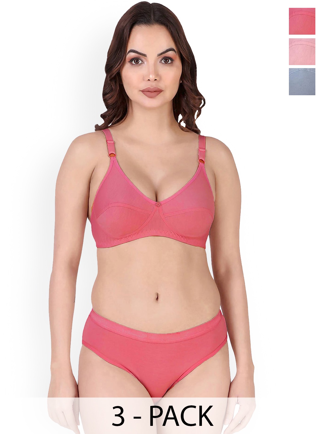 

AROUSY Pack Of 3 Cotton Brief Lingerie Set Rinki Set3, Red