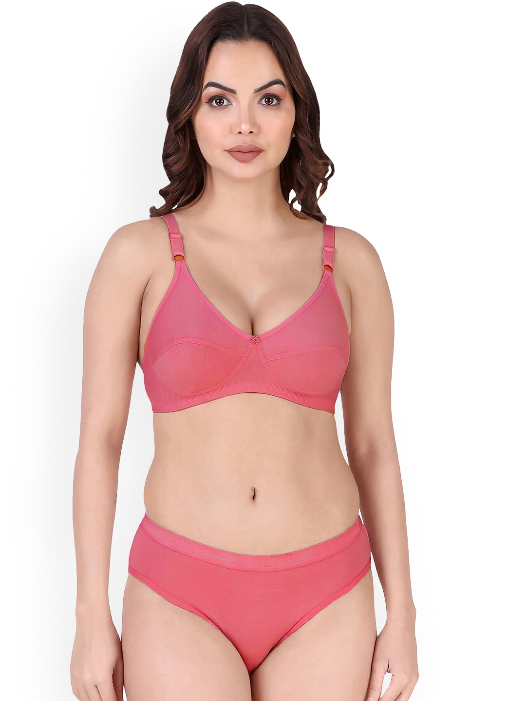 AROUSY Non Padded Cotton Lingerie Set, Red