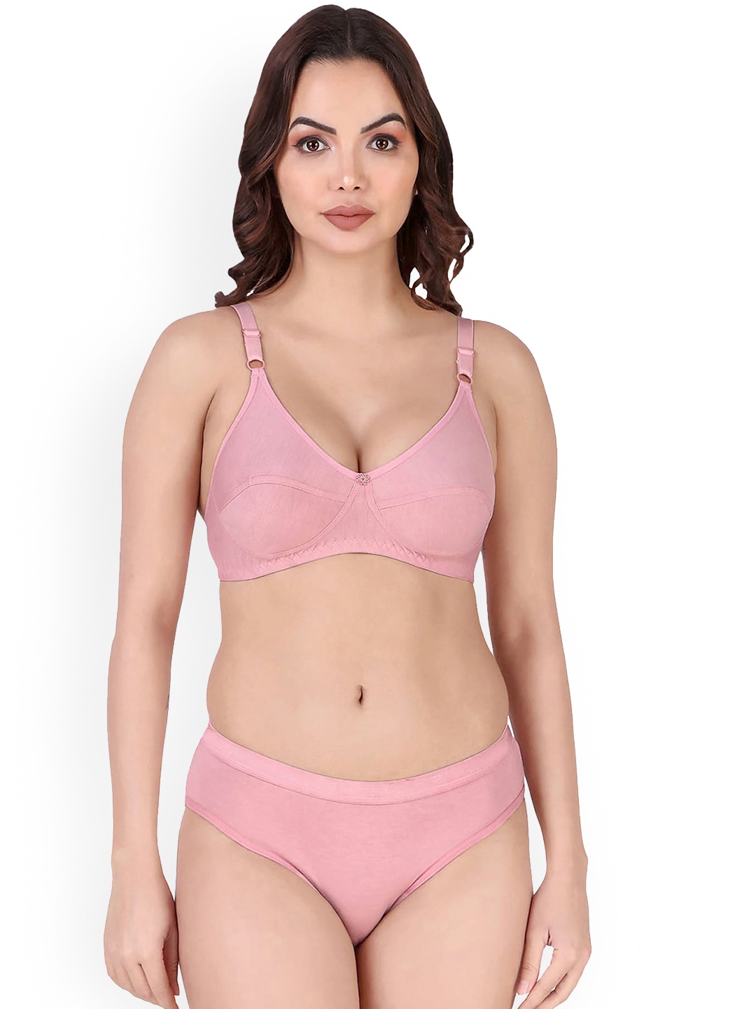

PIBU Non Padded Cotton Lingerie Set, Pink
