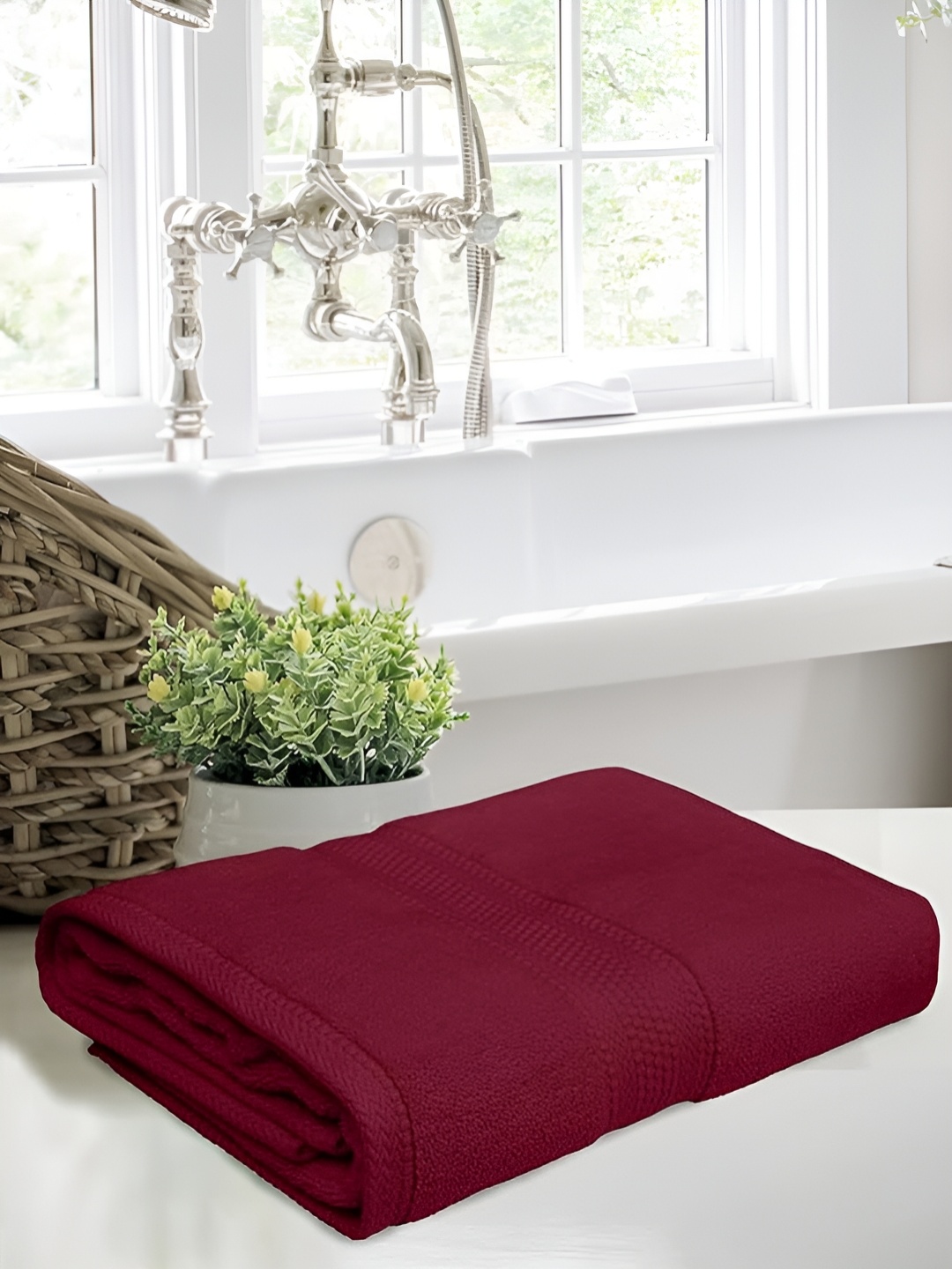 

Signature Pearl Red 2 Pieces 300 GSM Pure Cotton Hand Towels, Maroon