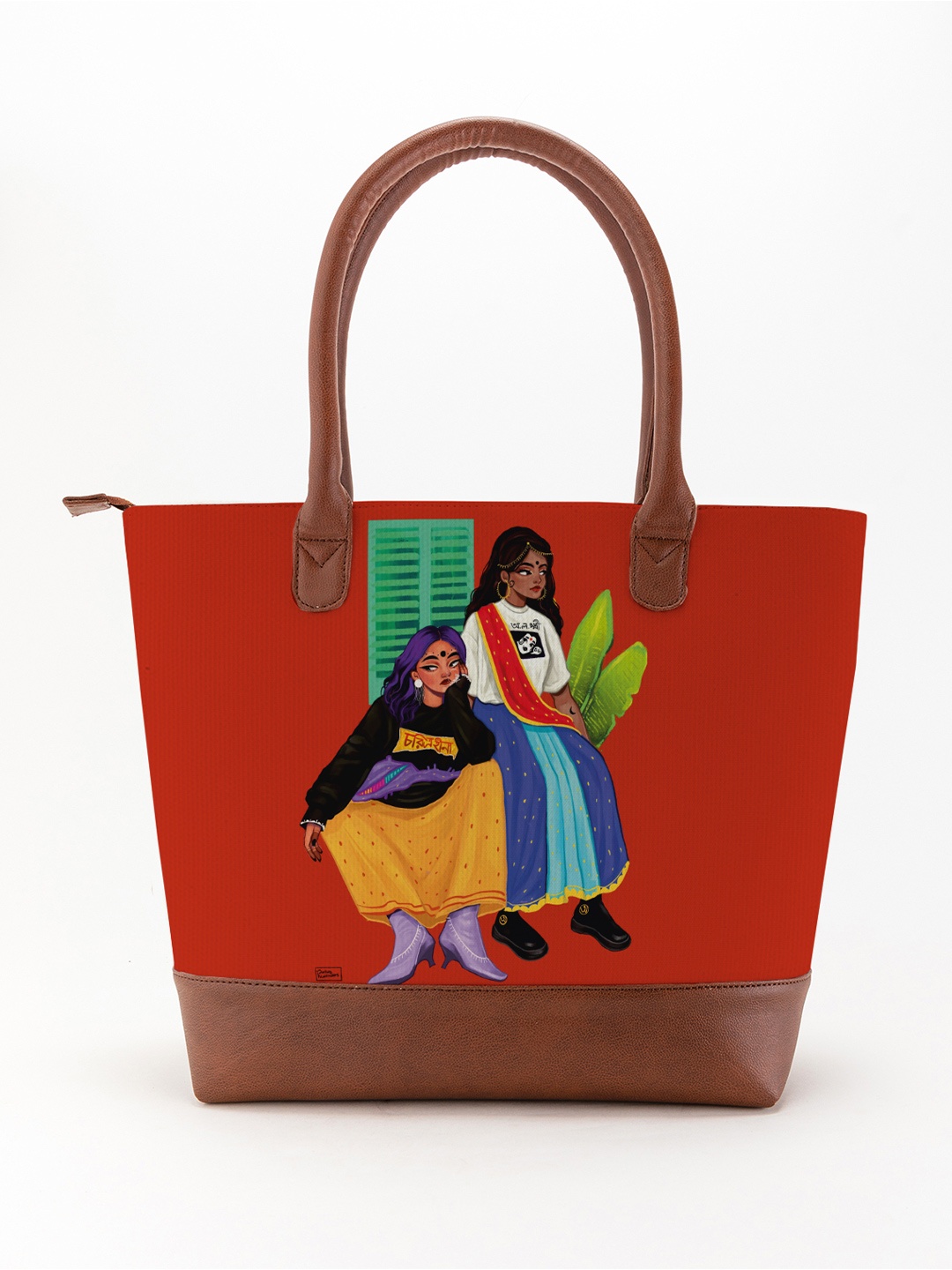 

Kalankit Graphic Printed Shopper Tote Bag, Red