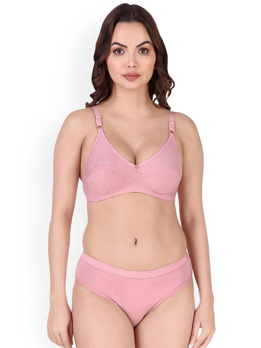 

Aamarsh Non-Padded Cotton Lingerie Set, Pink