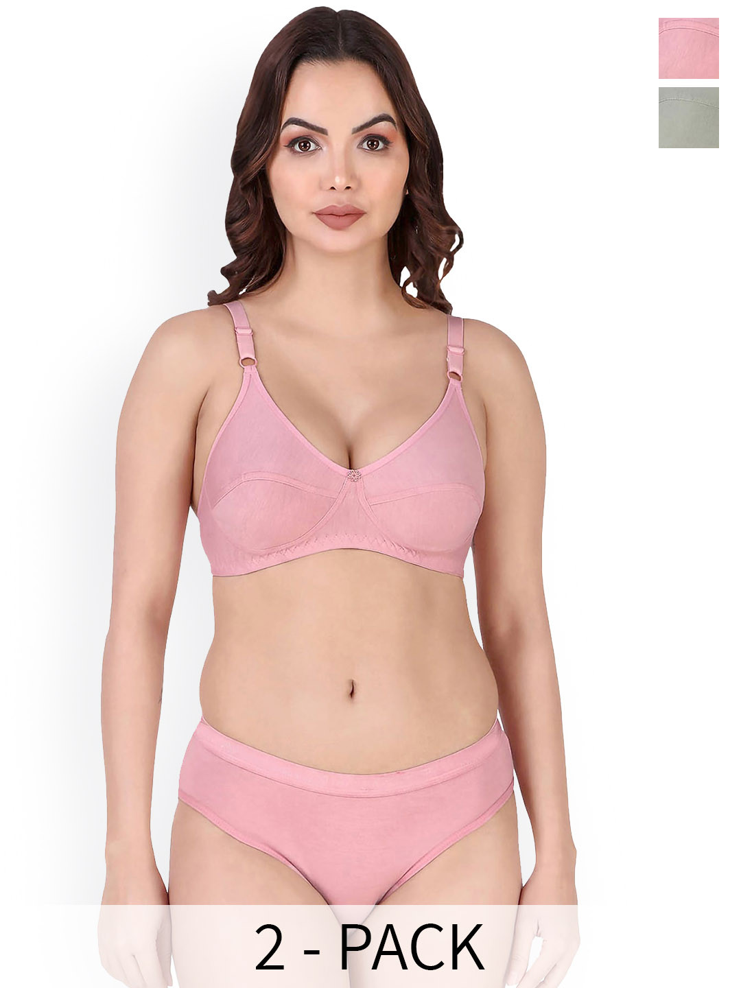 

Aamarsh Pack Of 2 Cotton Lingerie Set, Pink