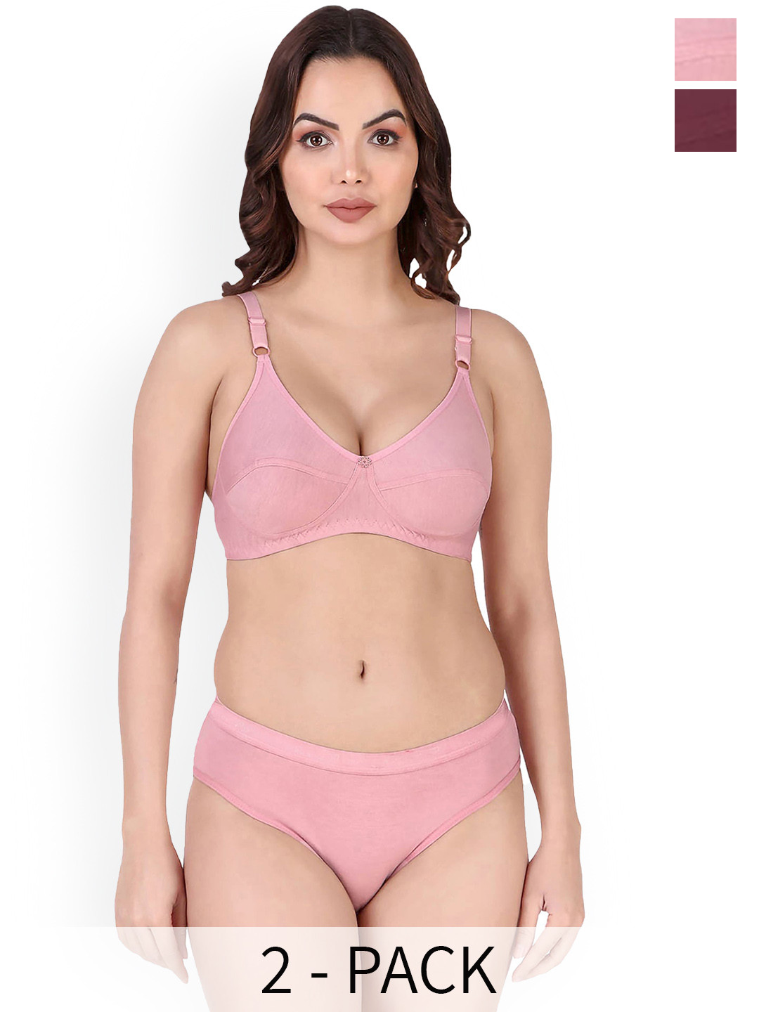 

Aamarsh Pack Of 2 Cotton Lingerie Sets, Pink