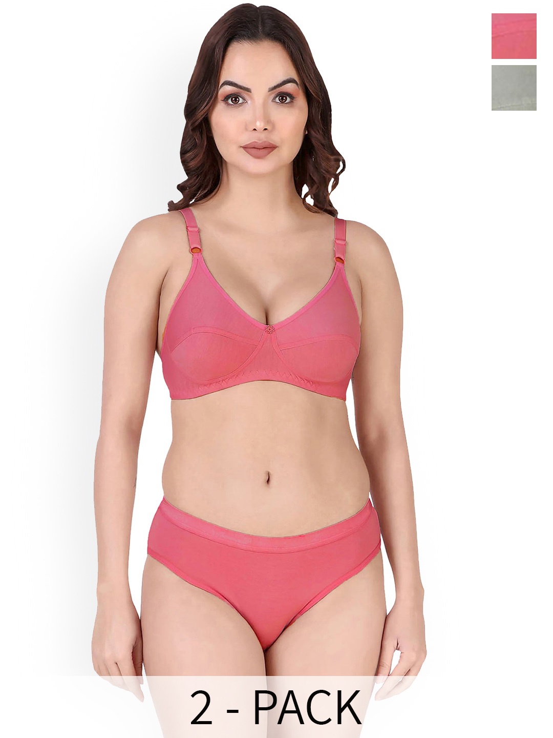 

Aamarsh Pack Of 2 Cotton Lingerie Sets, Red