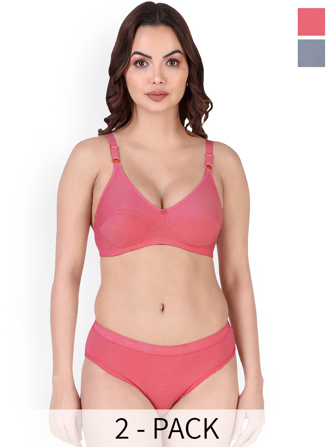 

Aamarsh Pack Of 2 Cotton Lingerie Sets, Red