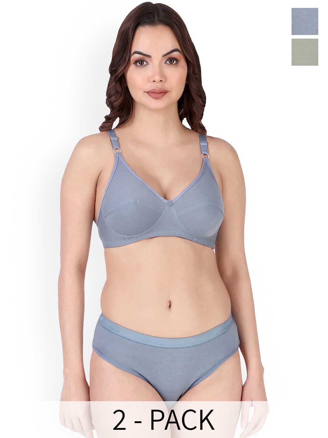 

Aamarsh Pack Of 2 Cotton Lingerie Set, Blue