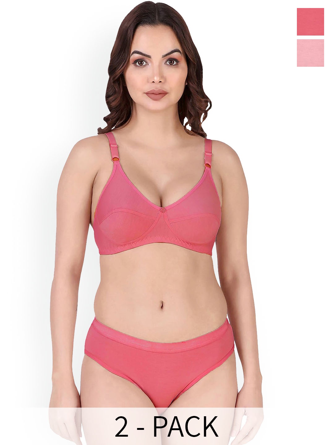 

Aamarsh Pack Of 2 Cotton Lingerie Sets, Red