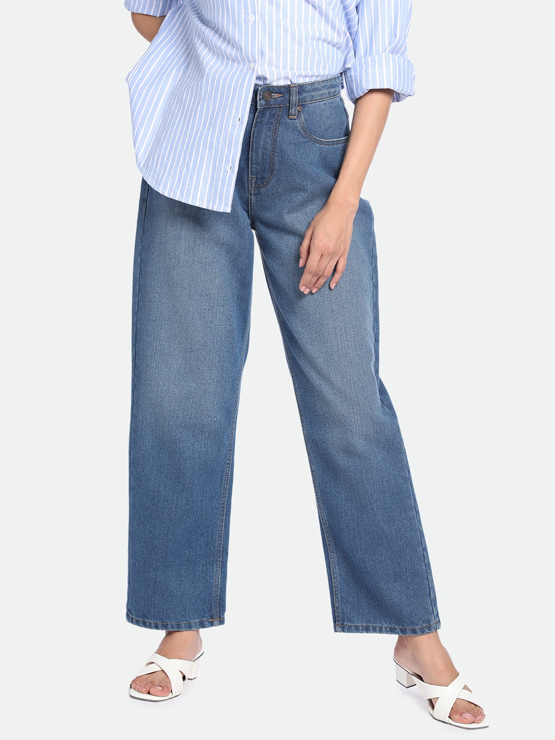 

DL Woman Relaxed Fit High-Rise Light Fade Pure Cotton Jeans, Blue