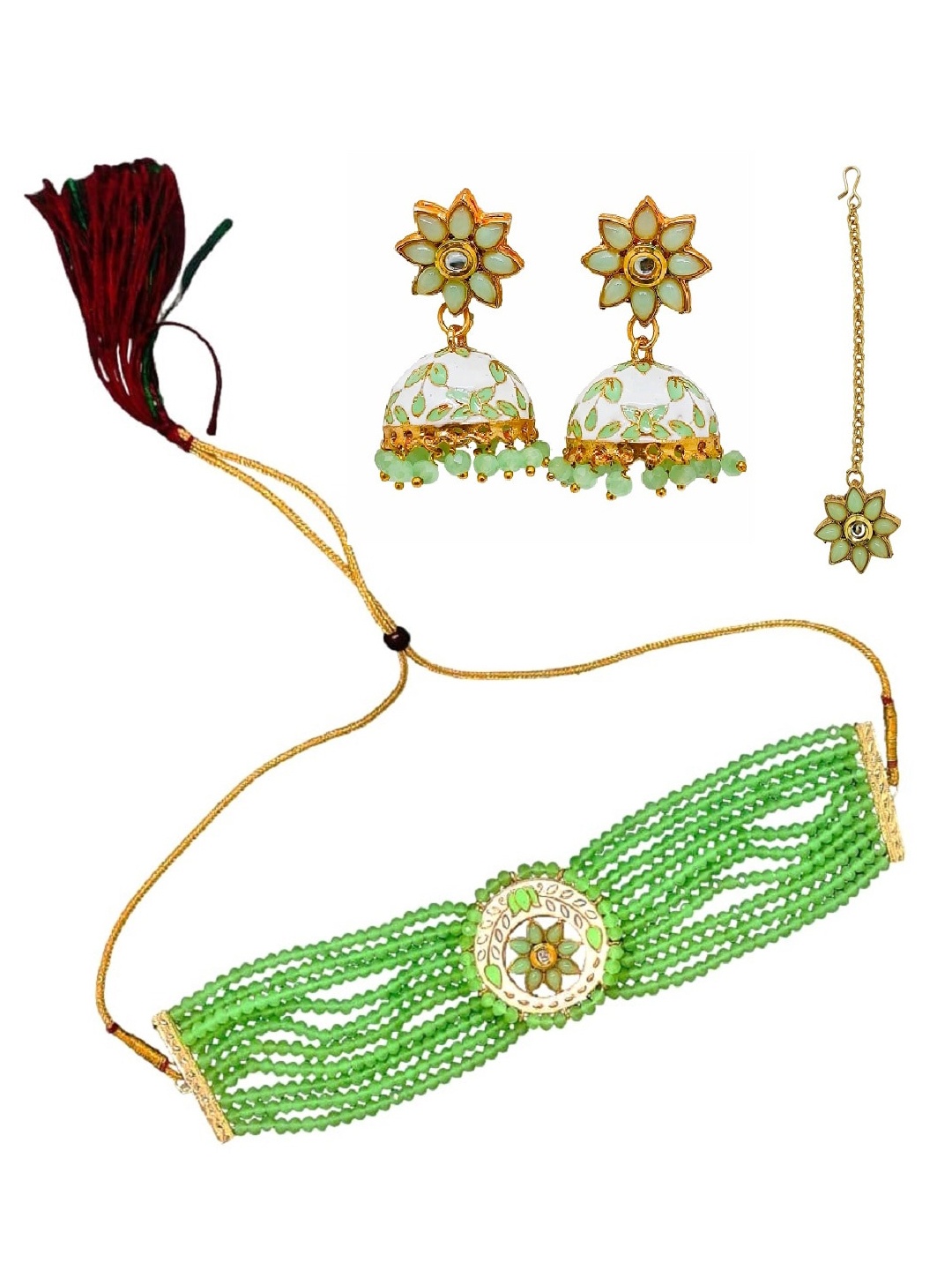 

FEMMIBELLA Gold-Plated Beaded Jewellery Set