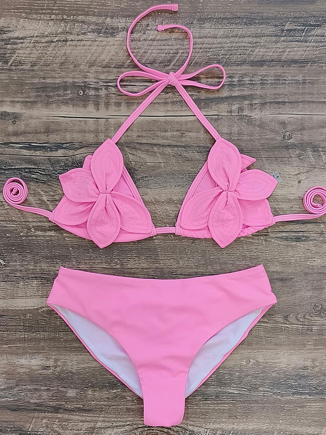 

LULU & SKY Floral Detailed Bikini Set Swimwear, Pink