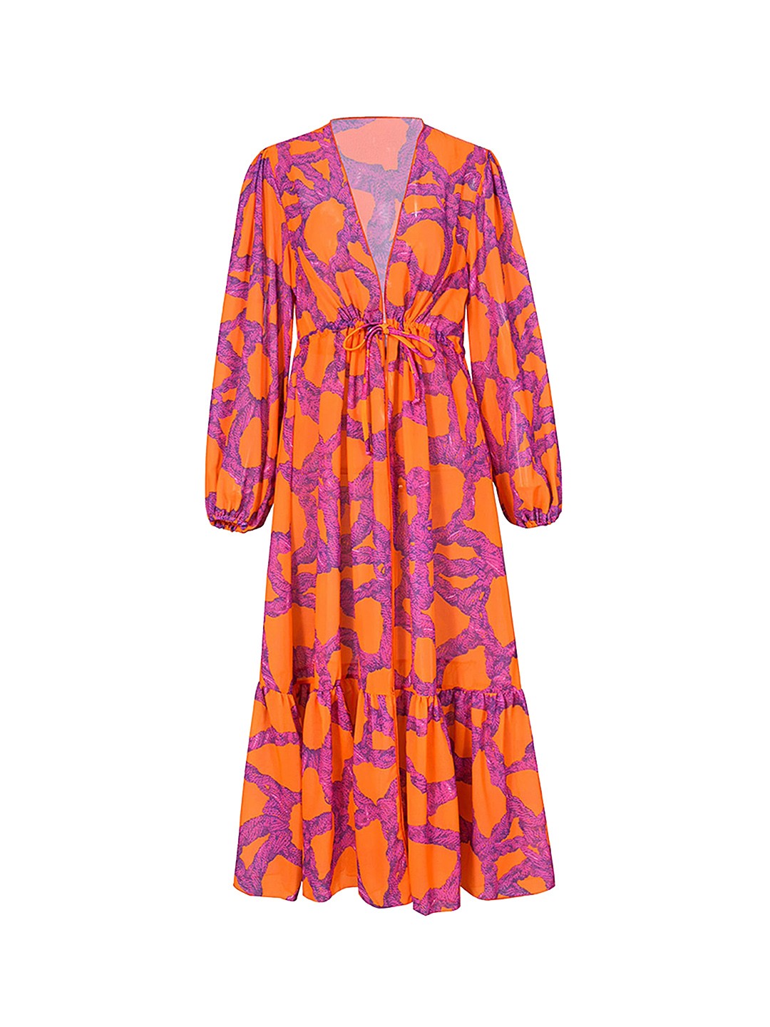

LULU & SKY Floral Printed Cover-Up Swimwear, Orange