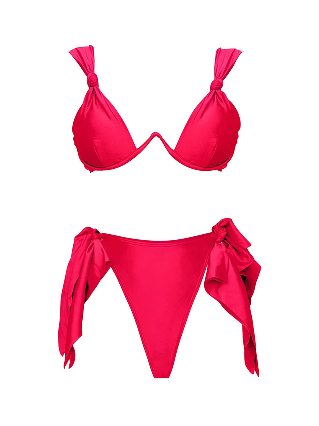 

LULU & SKY Knot-Ties Two Piece Bikini Set, Red