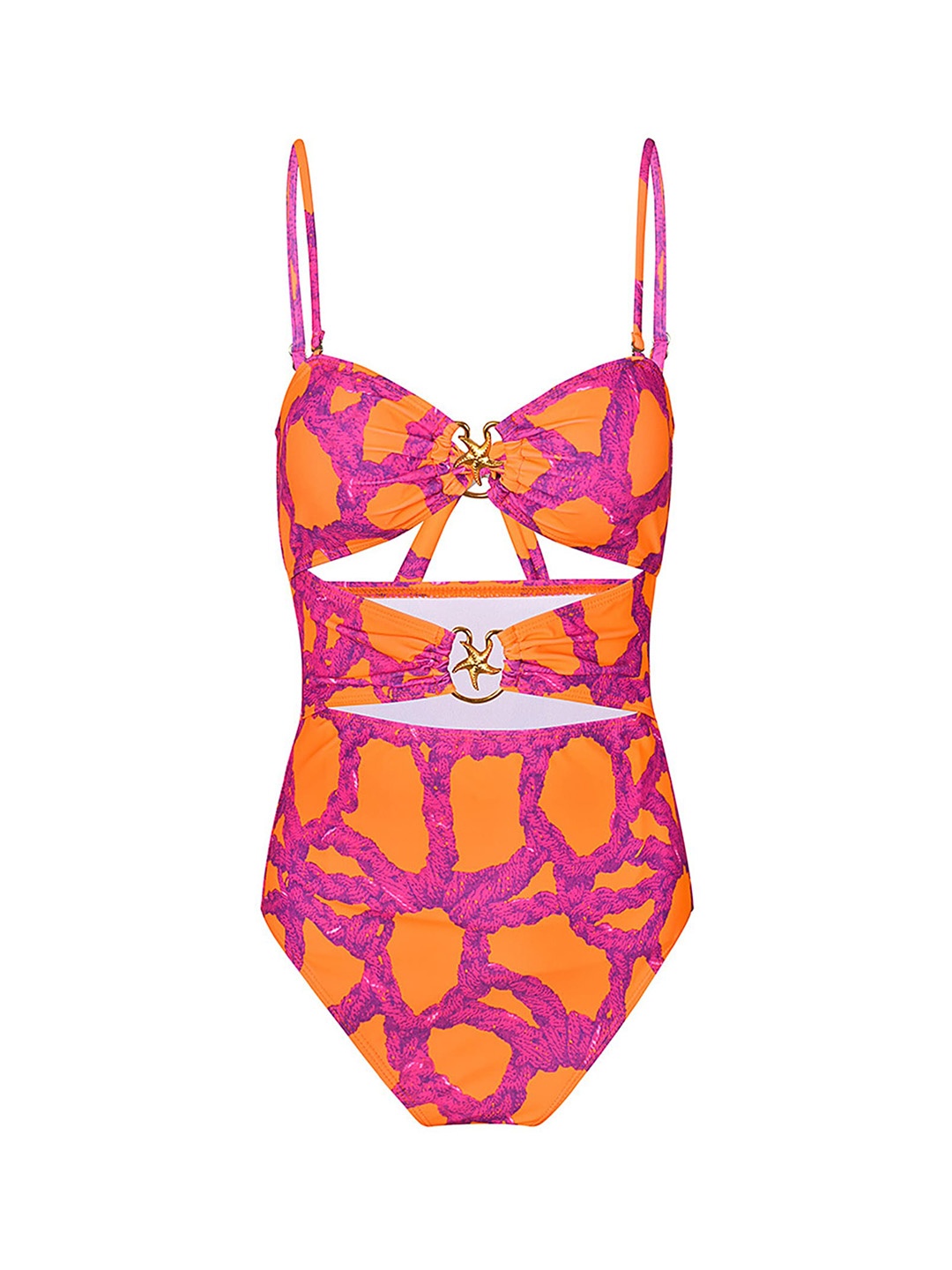 

LULU & SKY Abstract Printed Sleeveless Bodysuit, Purple