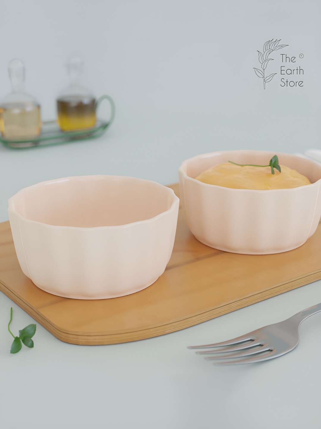 

The Earth Store Frontier Cream Ceramic 2 Pieces Microwave Safe Dip Bowls 90 ml Each