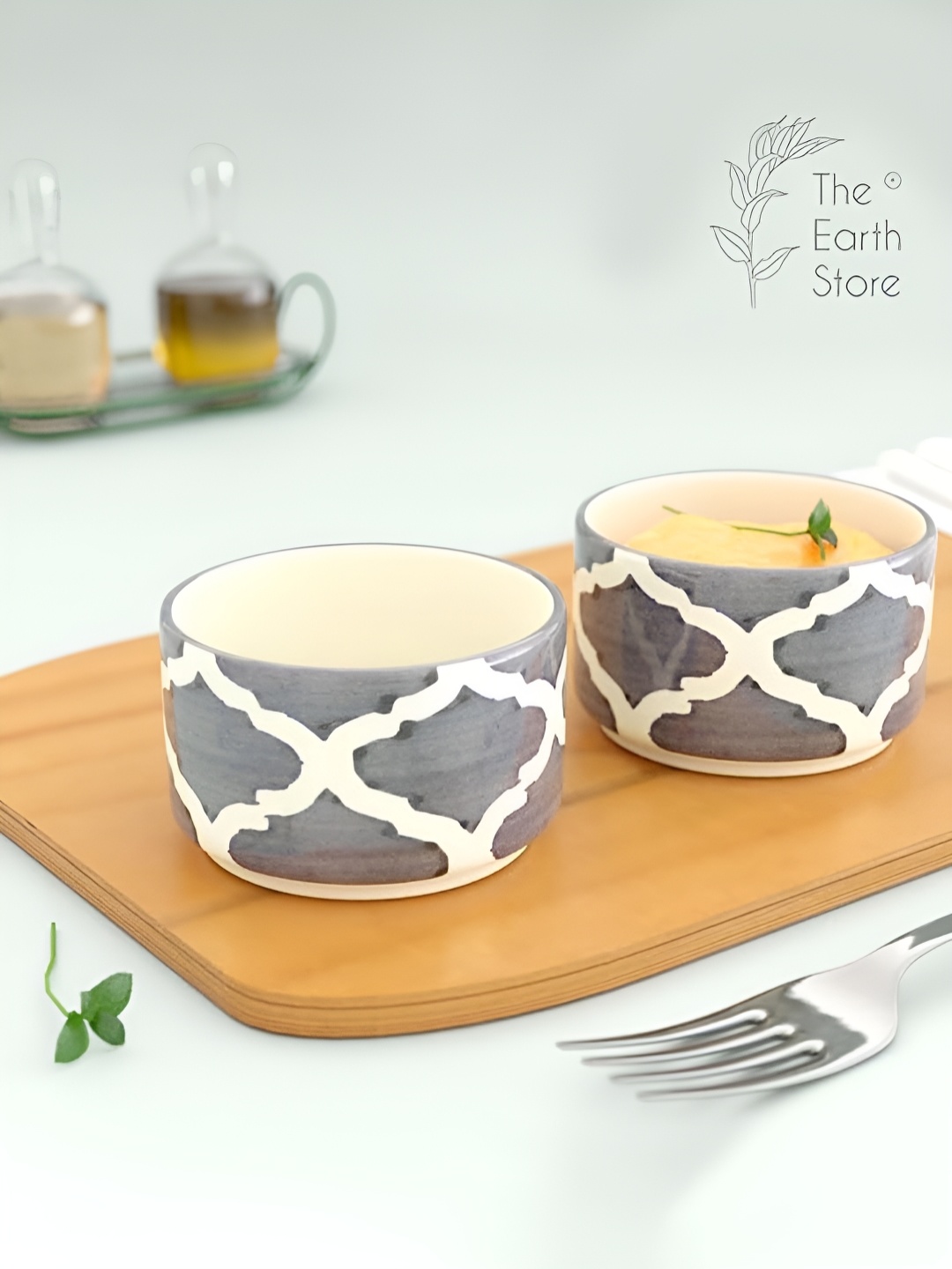 

The Earth Store Grey & Cream-Coloured 2 Pieces Ceramic Dip Bowl 90 ml