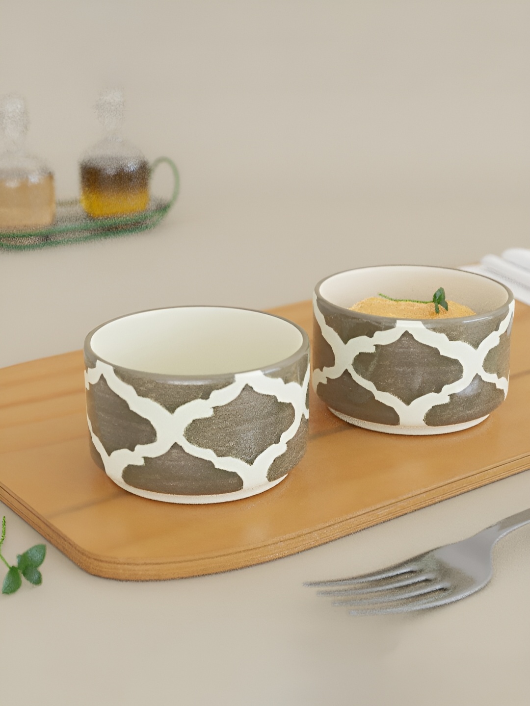 

The Earth Store Moroccan Brown Ceramic 2 Pieces Microwave Safe Dip Bowls 90 ml Each
