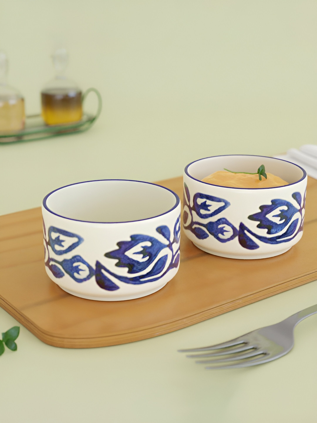 

The Earth Store Blue & White 2 Pieces Ceramic Dip Bowl 90 ml