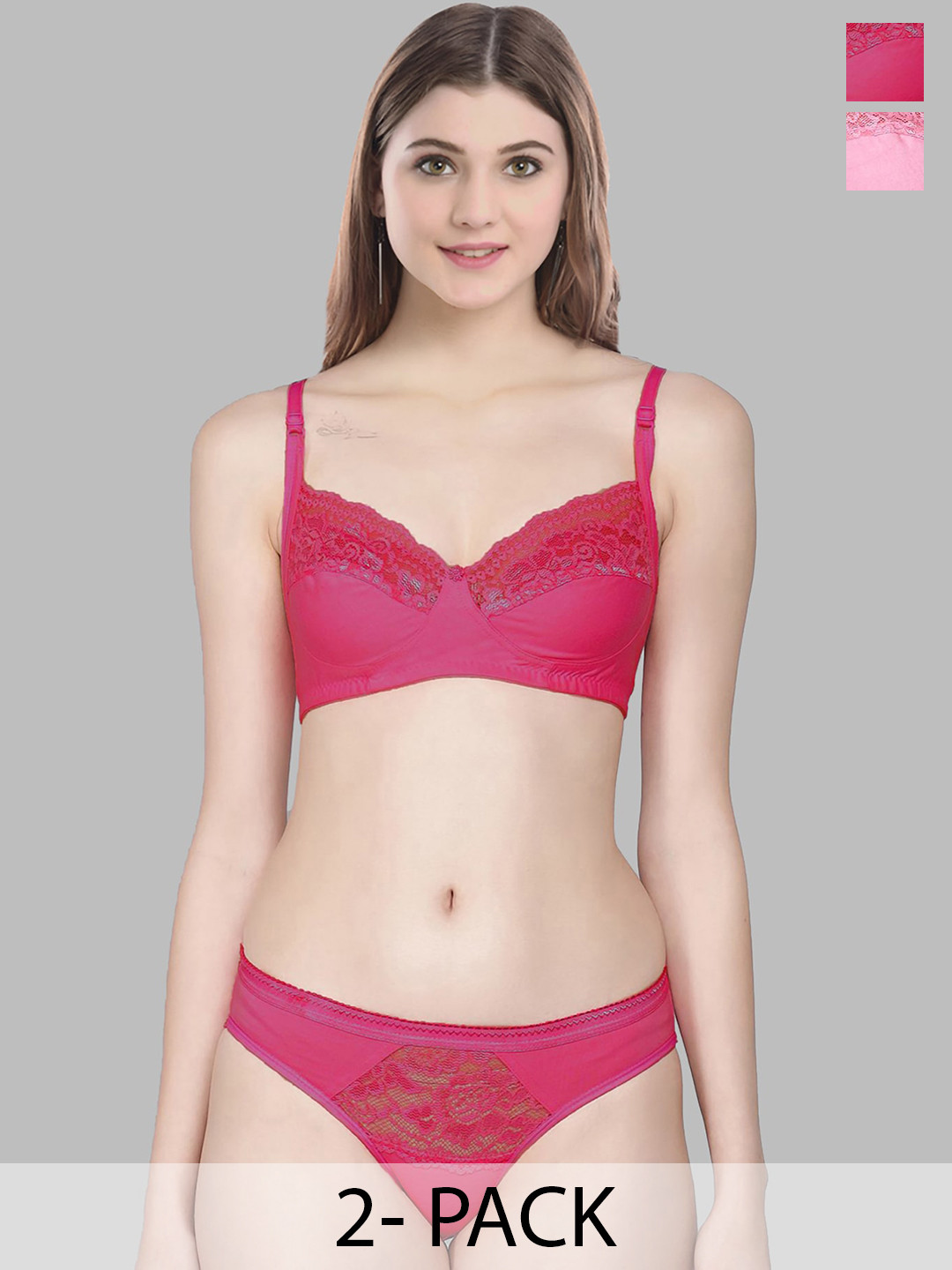 

Aamarsh Pack Of 2 Self Design Cotton Lingerie Sets, Red