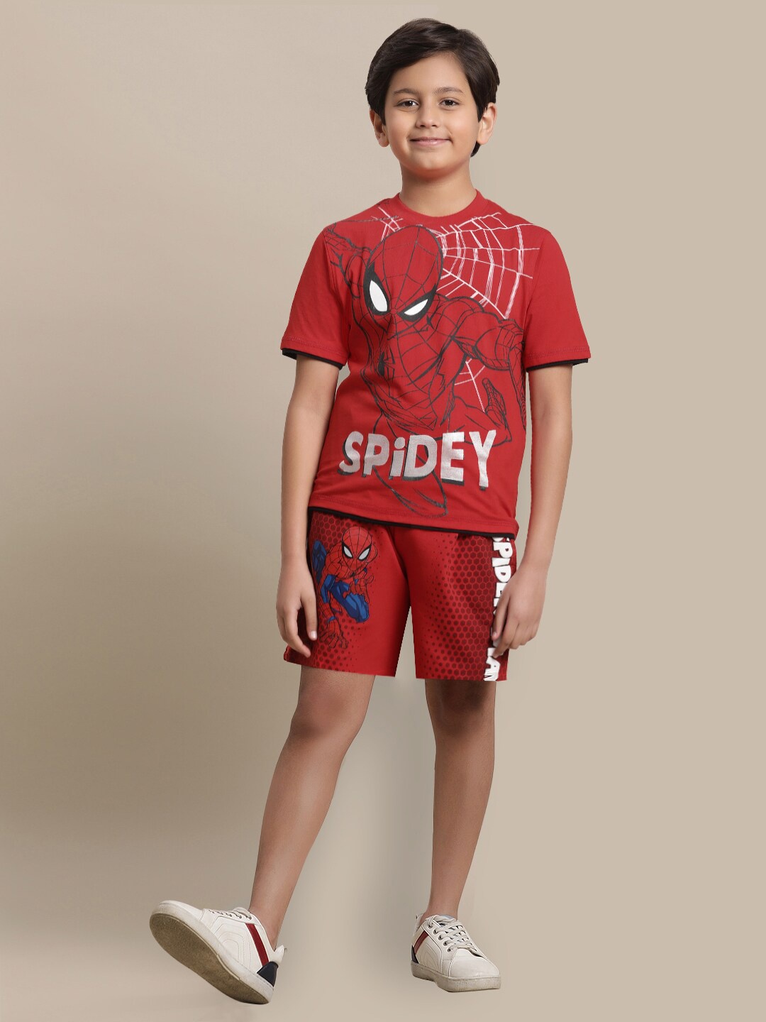 

Kids Ville Boys Spiderman Printed T-Shirt & Shorts Clothing Set, Red