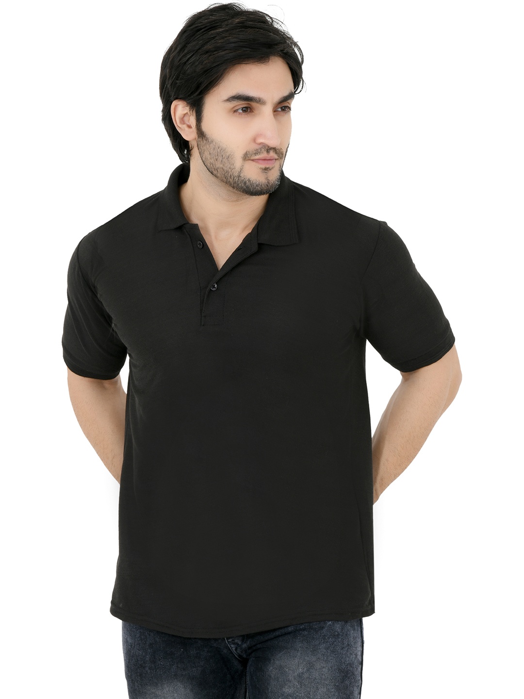 

BAESD Polo Collar Short Sleeves Casual T-shirt, Black