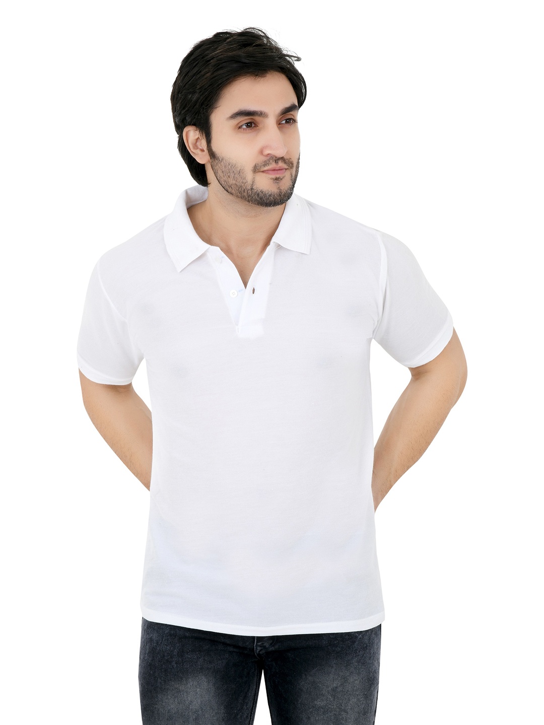 

BAESD Polo Collar Polo Collar Short Sleeves Casual T-shirt, White